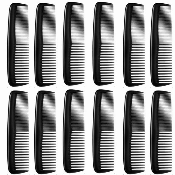 5" Black Hair Comb Pocket Size Plastic Flexible Unbreakable Comb, 12 Pieces