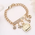 thumbnail image 3 of KMYY Bracelet Wrist Watch Rhinestone Flower Heart Style Stainless Steel Quartz Bracelet Watch, 3 of 8