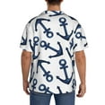 thumbnail image 5 of Balery Navy Blue Anchor Men's Casual Button Down Shirt Short Sleeve Textured Summer Cuban Beach Shirts-XX-Large, 5 of 7