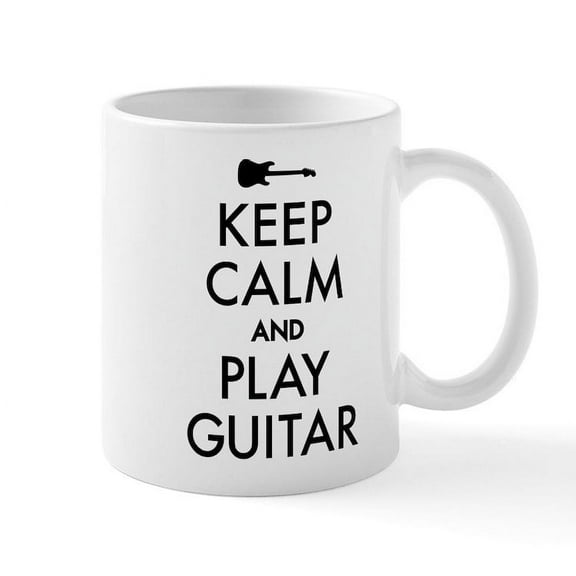 CafePress - Keep Calm And Play Guitar - 11 oz Ceramic Mug - Novelty Coffee Tea Cup