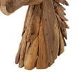 thumbnail image 5 of 10" x 24" Brown Teak Wood Handmade Head Horse Sculpture with Layered Woodchip Pieces, by DecMode, 5 of 14