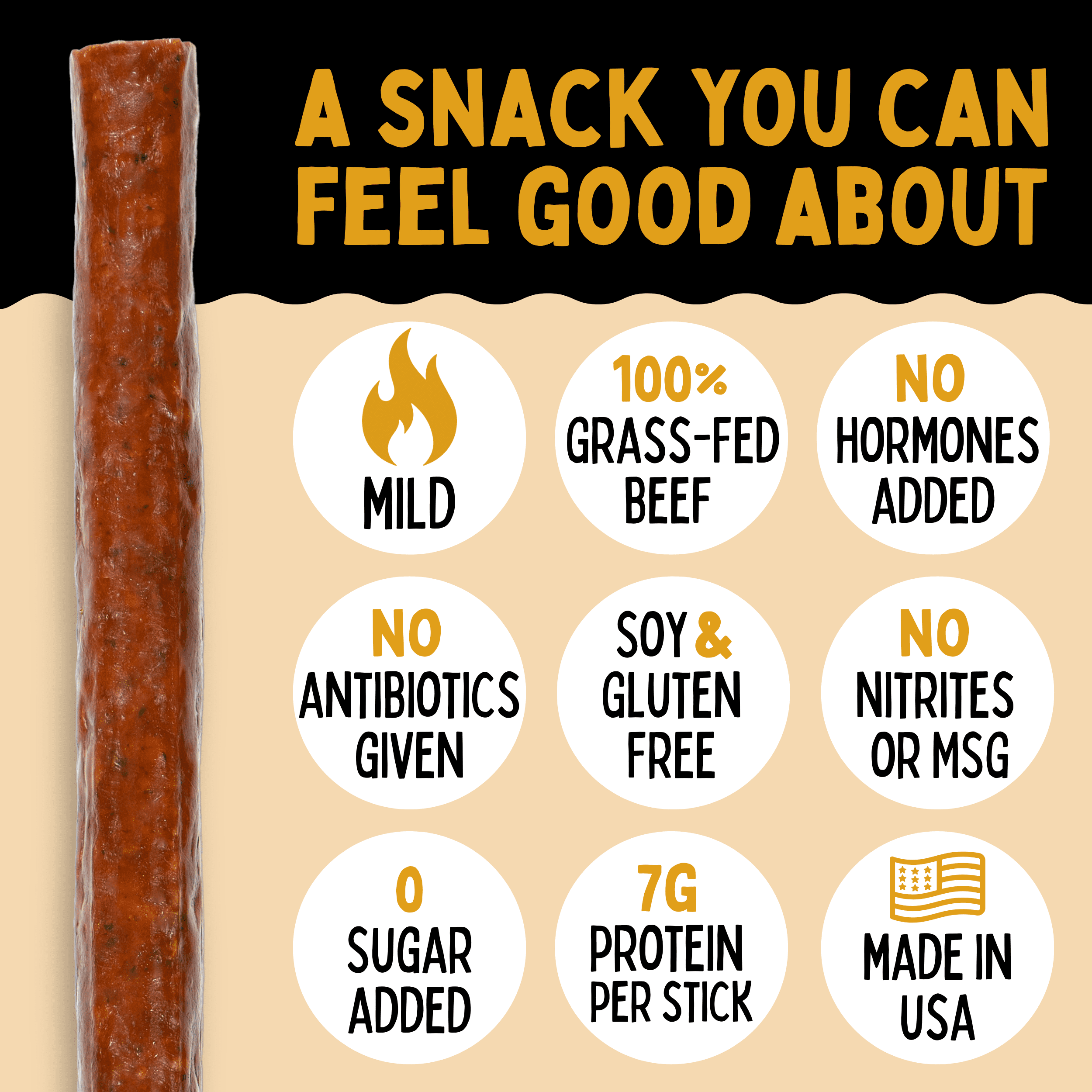 Garlic, Sogo Snacks, Sugar Free Beef Jerky, Non-GMO Grass-fed Beef Sticks. No Nitrates, Gluten, Soy, MSG, Dairy, or Nuts. Low Calorie High Protein Meat Stick. Paleo, Whole30, & Keto Snack (12 Cnt)