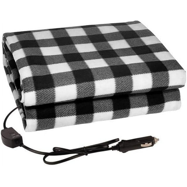HAHDAXIA Electric Car Blanket-12 Volt Heated Car Blanket with Temperature Controller, Travel Electric Blanket Throw Fleece Blanket for for Car, Truck or RV Good for Cold Weather and Drive-ins