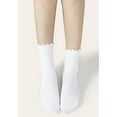 thumbnail image 4 of Ruffle Socks Women - Turn-Cuff Frilly Sock - Lightweight Cotton Socks-3 White 3 Black, 4 of 6