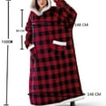 thumbnail image 2 of Extra Long Wearable Blanket with Thick Sherpa Fabric, Cloud-Like Softness Hoodie Sweatshirt with Elastic Sleeves and Giant Pockets, Perfect for TV Blanket Use (Gray Melange), 2 of 4
