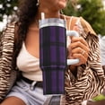 thumbnail image 6 of 40zo Ice Bar Cup With Handle Double Insulation Large Capacity Rust Prevention For Daily Travel And Other Scenes Purple Buffalo Plaid Check Tartan Scotland_4, 6 of 8