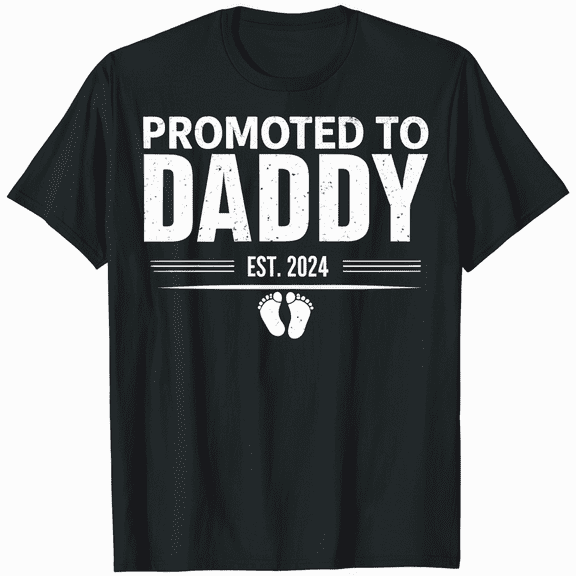 Mens Dad Est 2024 First Fathers Day 24 Promoted to Daddy For New Dad T-Shirt