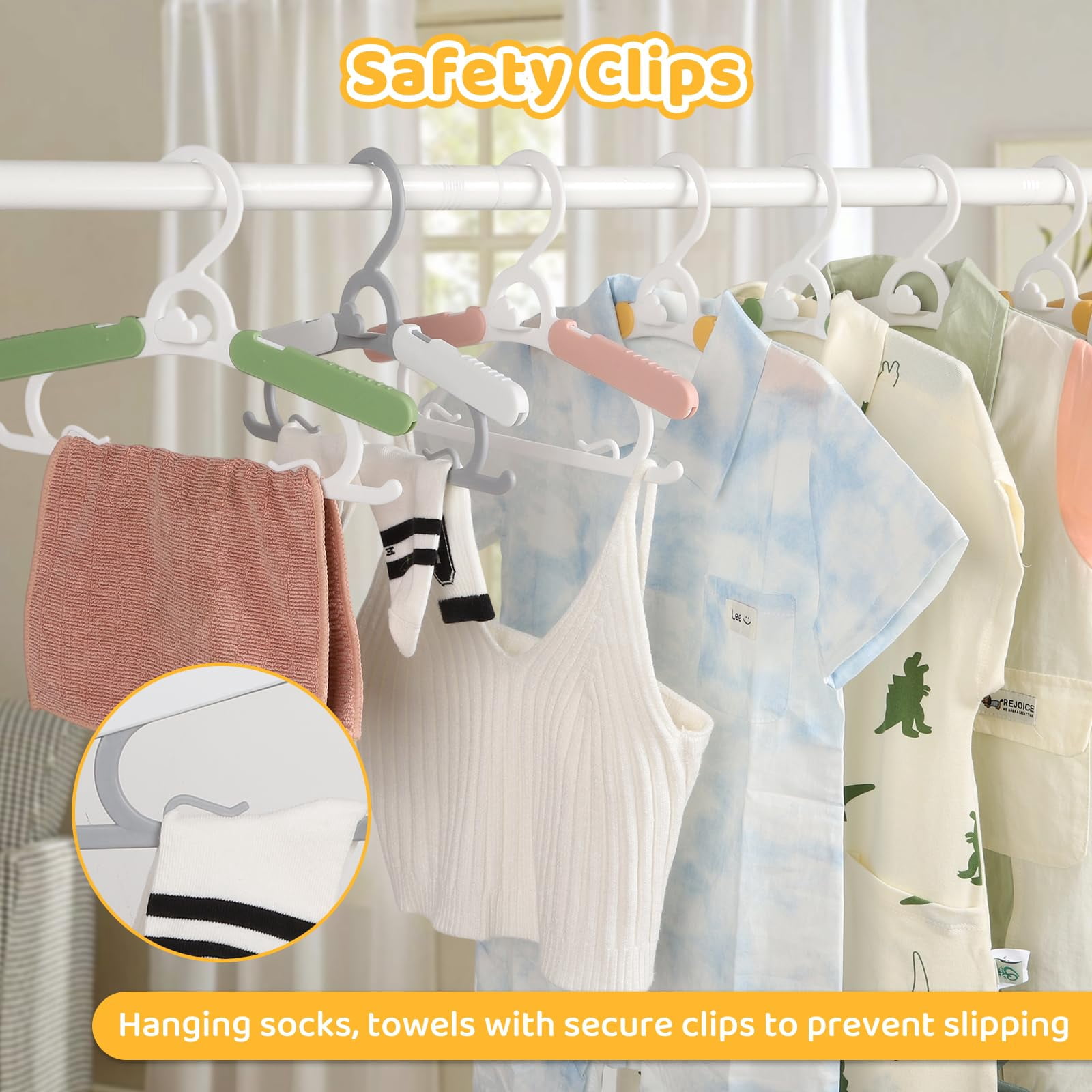 Adjustable Multicolor 11-15" 40 Pack Clothes Hangers for Baby and Children Closet Storage
