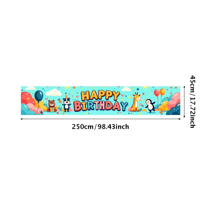 Colorful Cartoon Animal Themed Happy Birthday Backdrop Banner Party Decoration Background Photography Prop for Kids Birthday Party Family Celebration Event Photo Booth Decor
