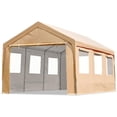 thumbnail image 3 of ADVANCE OUTDOOR 10x20 ft Heavy Duty Carport with 6 Roll-up Ventilated Windows & Removable Sidewalls, Beige & White, 3 of 8