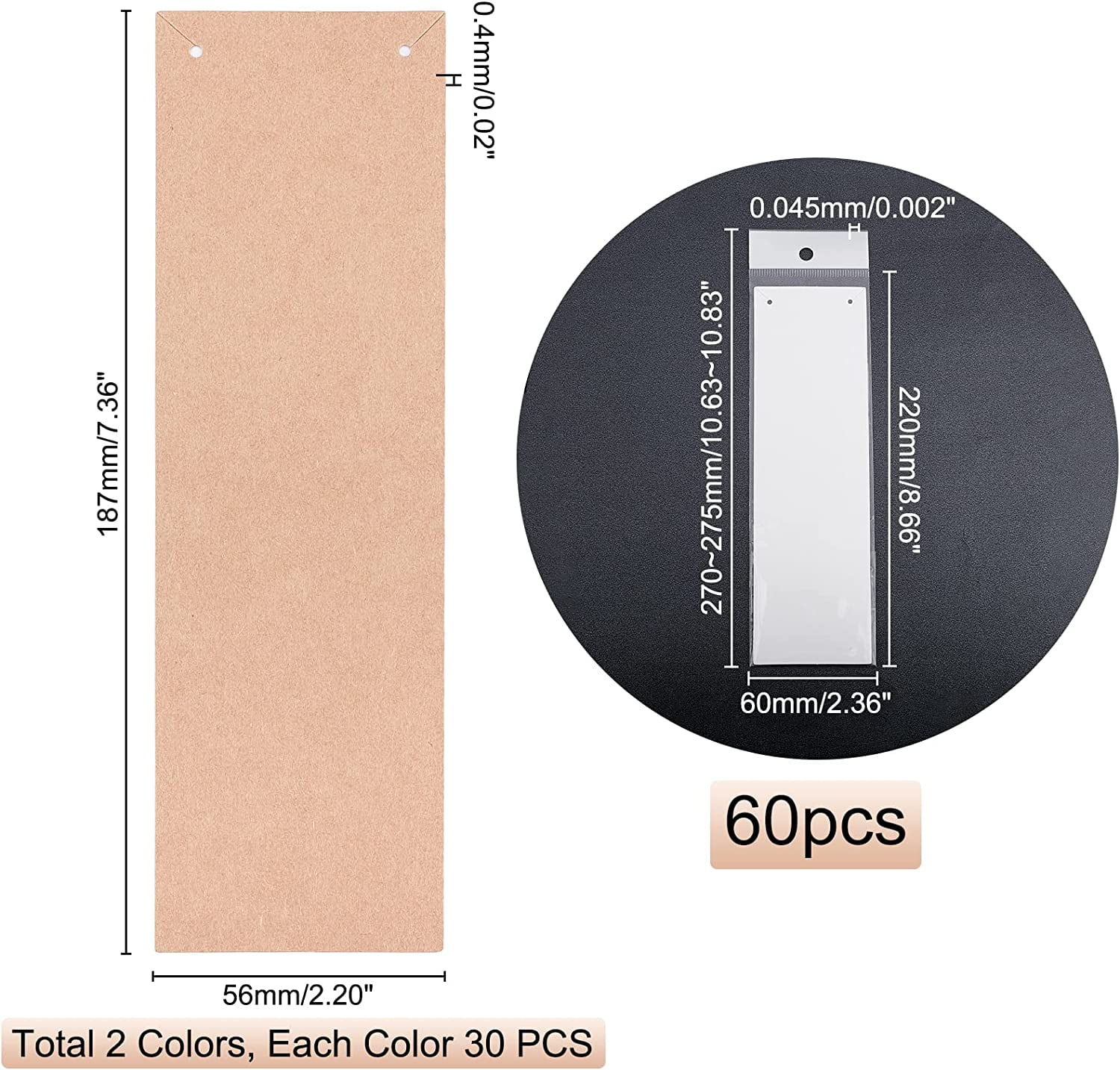 200Pcs, 100Pcs Of Paper Ankle Bracelet Display Card, 100Pcs Of Transparent  Self-sealing Bag, Foot-shaped Storage Label Kraft Paper Display Card