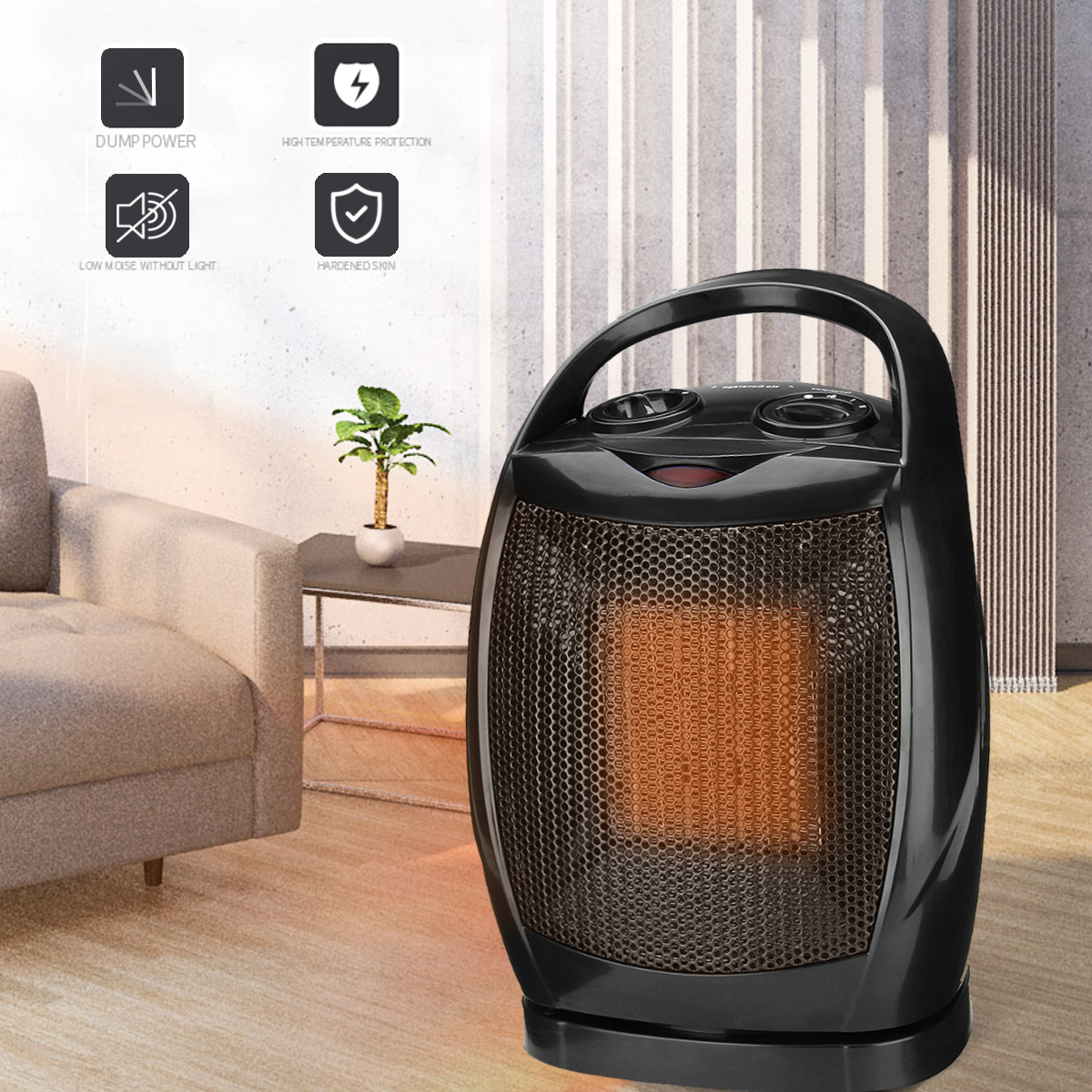 1500W Portable PTC Ceramics Electric Air Heater Fan Thermostat Warm 120