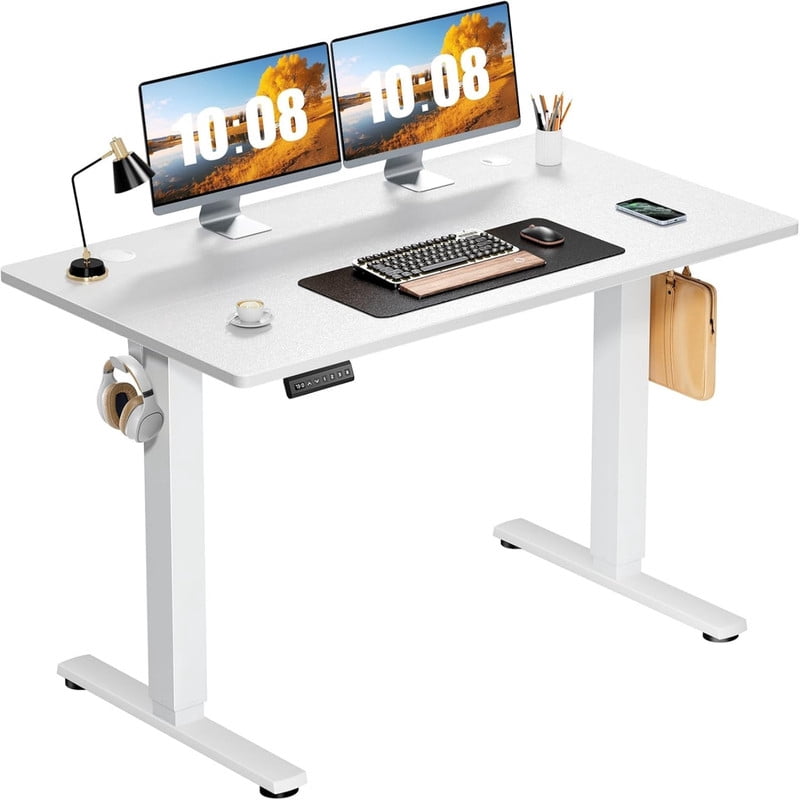 Kelno 48 Inch Electric Standing Desk Adjustable Height Ergonomic Sit Stand Computer Desk with Memory Preset,White