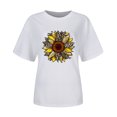 thumbnail image 3 of Hauts d'Été pour Femmes 2022 Manches Courtes Imprimé Mode Décontracté T-Shirts Tunique Col Rond Ample Blouses d'Entraînement, 3 of 3