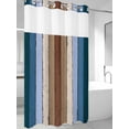 thumbnail image 4 of Blue Brown No Hook Shower Curtain Waterproof,Bathroom Curtains with Snap in Liners and See Through Top Window,Farmhouse Wood Grain Vintage Vertical Striped Hotel Bathtub Curtains Shower 36"Wx72"L, 4 of 8