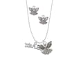 thumbnail image 2 of Delight Jewelry Silvertone Large ''It's a Boy'' Silver tone Guardian Angel Charm Necklace and Stud Earrings, 2 of 4