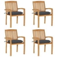 thumbnail image 6 of vidaXL 2x Solid Teak Wood Garden Chairs with Cushions Outdoor Multi Colors, 6 of 76