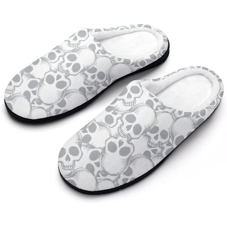 

Hand Drawn Skulls Men s House Slippers Nonslip Soft Cotton Shoes Slip On Slippers for Indoor Outdoor