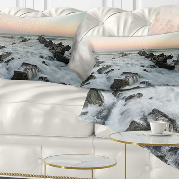 Designart Bay of Biscay Atlantic Coast Spain - Landscape Printed Throw Pillow - 12x20