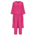 thumbnail image 7 of Ladies 2 Piece Pants Outfits Fall 2 Piece Outfits for Women 2025 Women'S Spring/Summer Round Neck Casual Solid Color Cotton/Linen Long Sleeve Pants Suit, 7 of 7