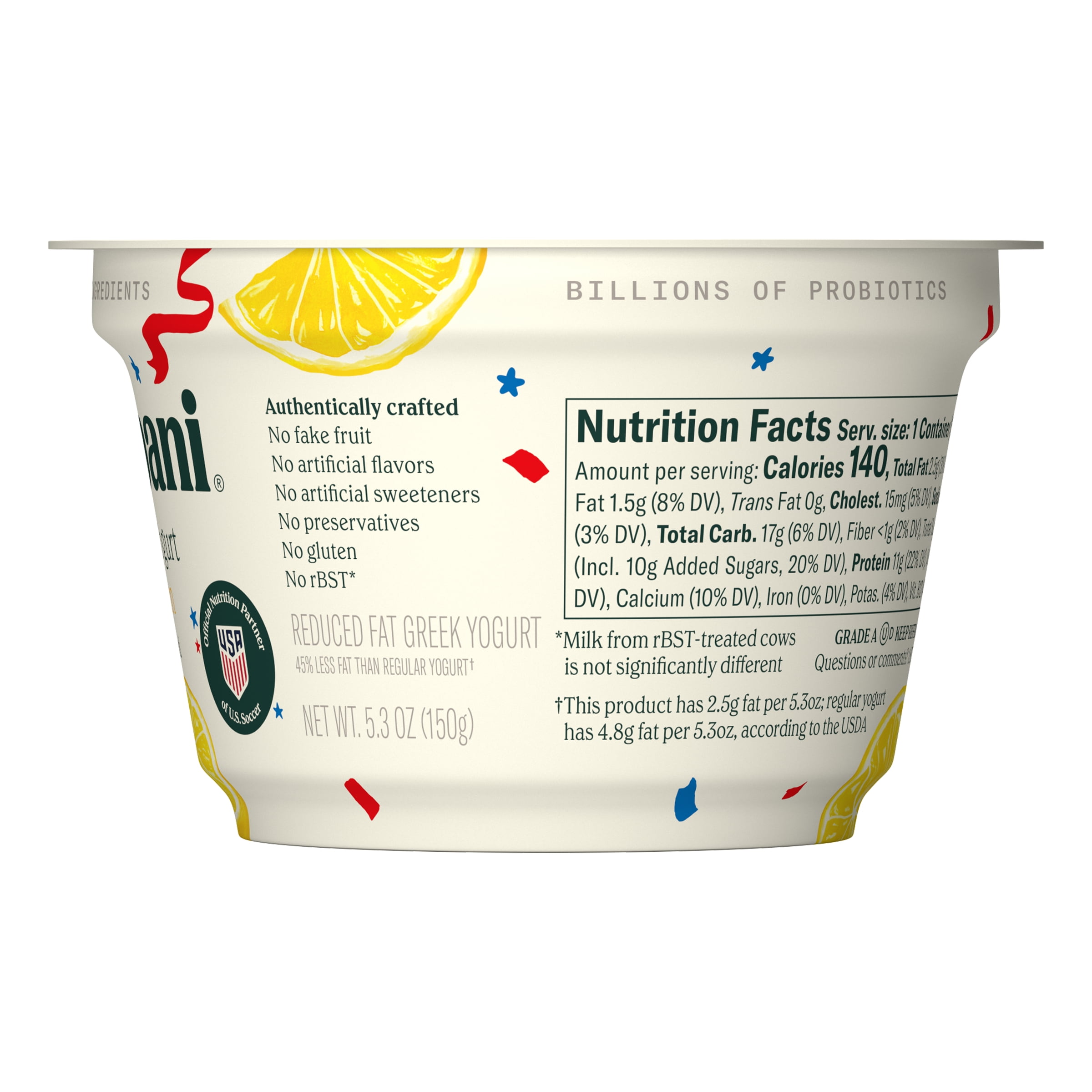 Chobani Low-Fat Greek Yogurt Lemon Blended 5.3 oz Cup