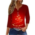 thumbnail image 2 of Ailaofu Hauts pour Femmes à Manches 3/4 Décontractés Henley Col T-Shirts Manches 3/4, 2 of 5