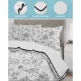 thumbnail image 4 of Gray Botanical Twin Size Down Alternative Comforter, Lightweight Comforter Quilt Bedding Set with Pillow Shams Watercolor Spring Floral Summer All Seasons Bed Comforter Duvet Insert 68"x86", 4 of 7