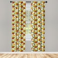thumbnail image 3 of Ambesonne Fruits Curtains, Autumn Harvest Season Theme, Pair of 28"x63", Burnt Sienna and Yellow, 3 of 5