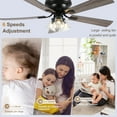 thumbnail image 6 of Bella Depot 52" Black Modern Flush Mount Ceiling Fan with Light and Remote Control 6-Speed Reversible DC Motor, 6 of 13