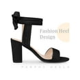 thumbnail image 3 of BLISSFUL STEP Back Ankle Tie Open Toe Block Heel Sandals for Women Black (Size 6.5), 3 of 5
