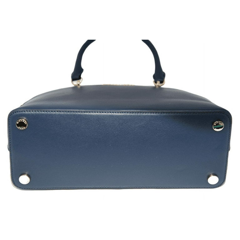 Michael Kors Large Emmy Leather Shoulder Dome Satchel Bag Navy New
