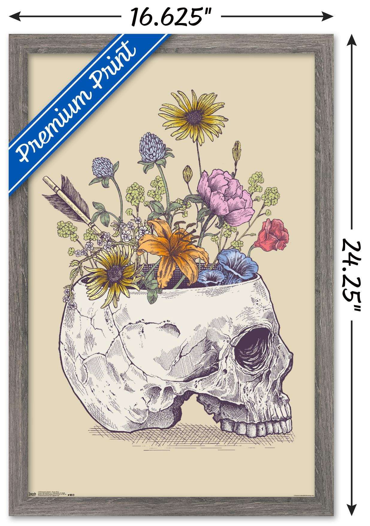 Rachel Caldwell - Flower Skull Wall Poster, 14.725" x 22.375", Framed