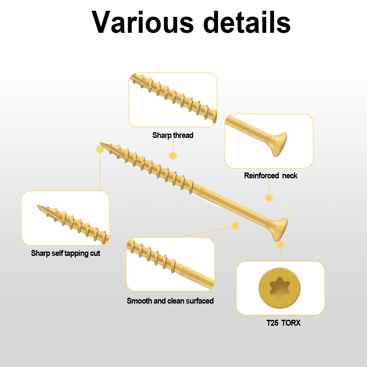 #10*4" Wood Screws, 100Pcs Star Drive Self-Drilling Tan Deck Screws, Comes in Reusable Storage Case, Bit Included