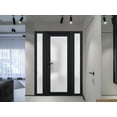 thumbnail image 5 of Front Exterior Prehung Metal-Plastic Door Frosted Glass / Manux 8102 Matte Black / 2 Side Windows / Office Commercial and Residential Doors Entrance Patio Garage 58" x 80" Left-hand Inswing, 5 of 6