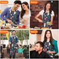thumbnail image 4 of Pioneer Flower Floral Print Pattern Apron-Garden Aprons for Women with Pockets-Cotton Linen Waterproof Kitchen Cooking Gardening Aprons Adjustable for Kitchen,Cooking,BBQ and Salon 33x27 Inch, 4 of 7