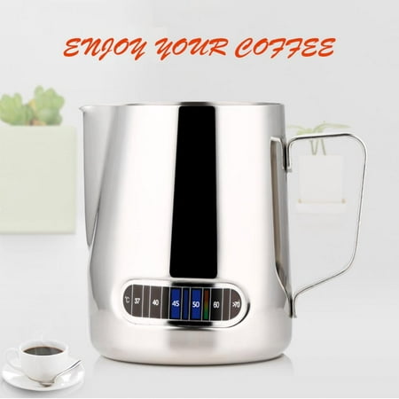 Ymiko 600ml Stainless Steel Coffee Milk Frothing Pitcher with Thermometer (蓝), Frothing Pitcher with Thermometer, Frothing