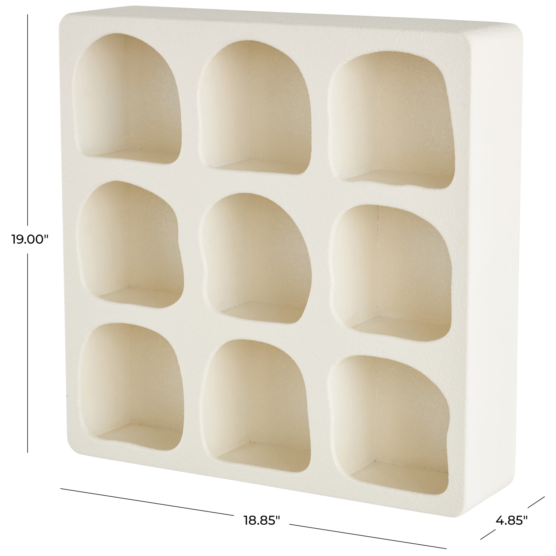 DecMode 19" x 5" 9-Tier Cream Geometric Wall Shelf with Abstract Block Shapes