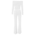 thumbnail image 5 of Sngxgn Womens Pajamas Set Soft Pants Loose Sleepwear Loungewear Set(White,L), 5 of 5