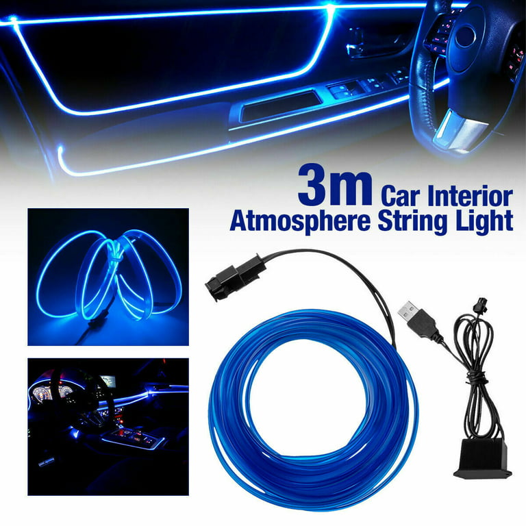 2pcs Usb Led Atmosphere Lights Mini Voiture Accessoires Intérieur Lampe  Ambiante Universal (ice Blue)