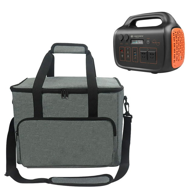 Gray Travel-Ready Portable Power Station Storage Bag - Durable, Compact (36X26X28cm) Carrying Case for On-the-Go Energy Needs, Easy Access Design for Batteries & Devices
