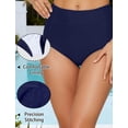 thumbnail image 5 of FEOYA Women's High Waisted Bikini Bottom Ladies Full Coverage Swim Bottoms Tummy Control Bathing Suit with Pockets Swimsuit Shorts for Gym Swimming S Blue, 5 of 7