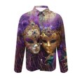 thumbnail image 4 of BLTIBY Mardi Gras Shirts for Men Button Up Lapel Long Sleeve Carnival Printed Blouse Fashion Lightweight Casual Tops Multicolor 2 L, 4 of 5