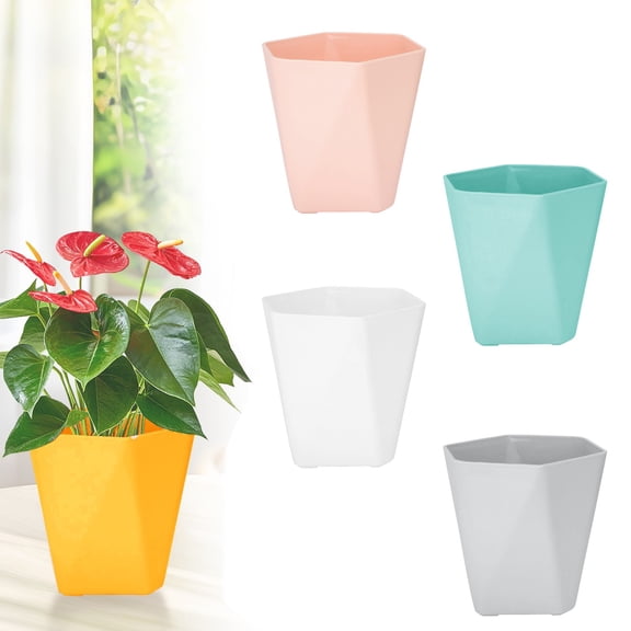 HomelyJoy 14.5x5 Inch Green Plastic Planter Pot, Modern Nordic Geometric Flower Pot with Drainage Holes for Balcony Window Sill Patio Garden, No Tray, 1pc