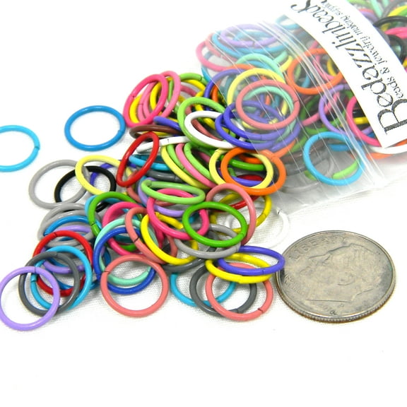 100 Big Iron Assorted Bright Color Mix 10mm 19 Gauge Jumprings with Strong Base Metal Jump Ring Jewelry Findings