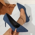 thumbnail image 2 of Gpaecead Women's Classic Pointed Toe Stiletto Pumps Faux Suede Elegant Cushioned Dress Heels For Office Wedding Party Formal Events Dark Blue, 2 of 8