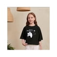 thumbnail image 1 of Letters & Cute Fluffy Cat Graphic Print Tee, Girls Comfy & Trendy & Loose T-shirt For Spring & Summer, Girls Clothes For Outdoors, 1 of 7