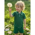 thumbnail image 5 of BemeyourBBs Toddler Baby Boy Summer Clothes Infant Baby Boy 2 Pieces Outfit Cotton Short Sleeve Solid Color Lapel Collared Shirt Tops and Shorts Set, 5 of 9