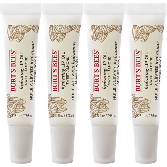 Burt's Bees 100% Natural Hydrating Lip Oil with Sweet Almond Oil, 1 Tube, Pack of 4