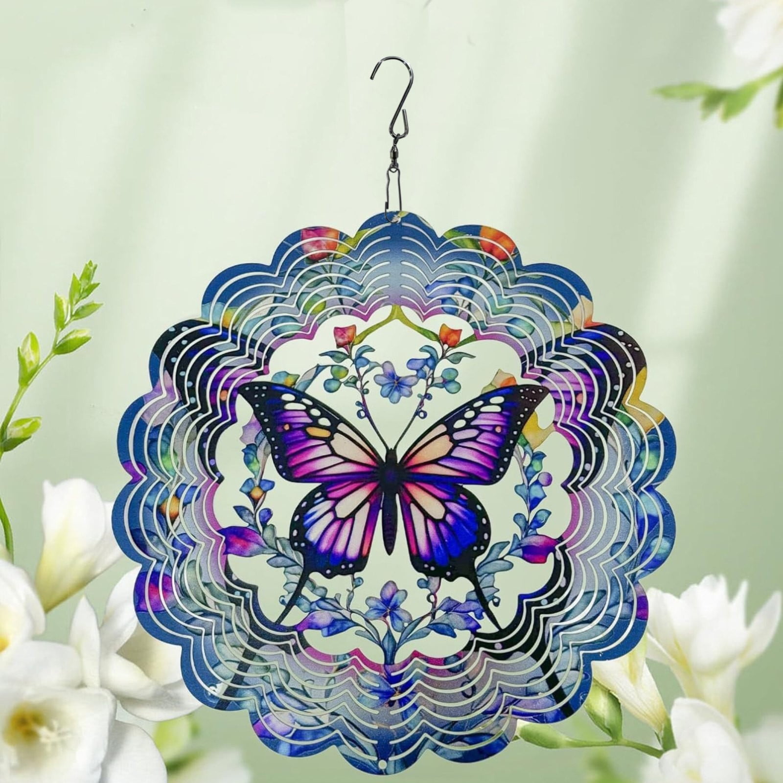 Butterflies Wind Spinners,Outdoor Garden Decor，Wind Chimes for Outside, Wind Spinners Outdoor Colorful Butterflies Hanging Decor,Ornaments Kinetic Yard Art, Unique Gifts for Women, 11.81Inches