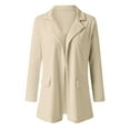 thumbnail image 5 of Siilsaa Oversized Blazers for Women Lightweight Open Front Cardigan Classic Ruched Sleeve Work Office Blazer Suit Jackets Beige,S, 5 of 5